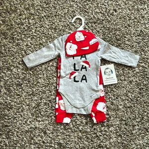 Gerber Baby 3 Pc Holiday FA LA LA Pants Set Size 0-3 Months NWT